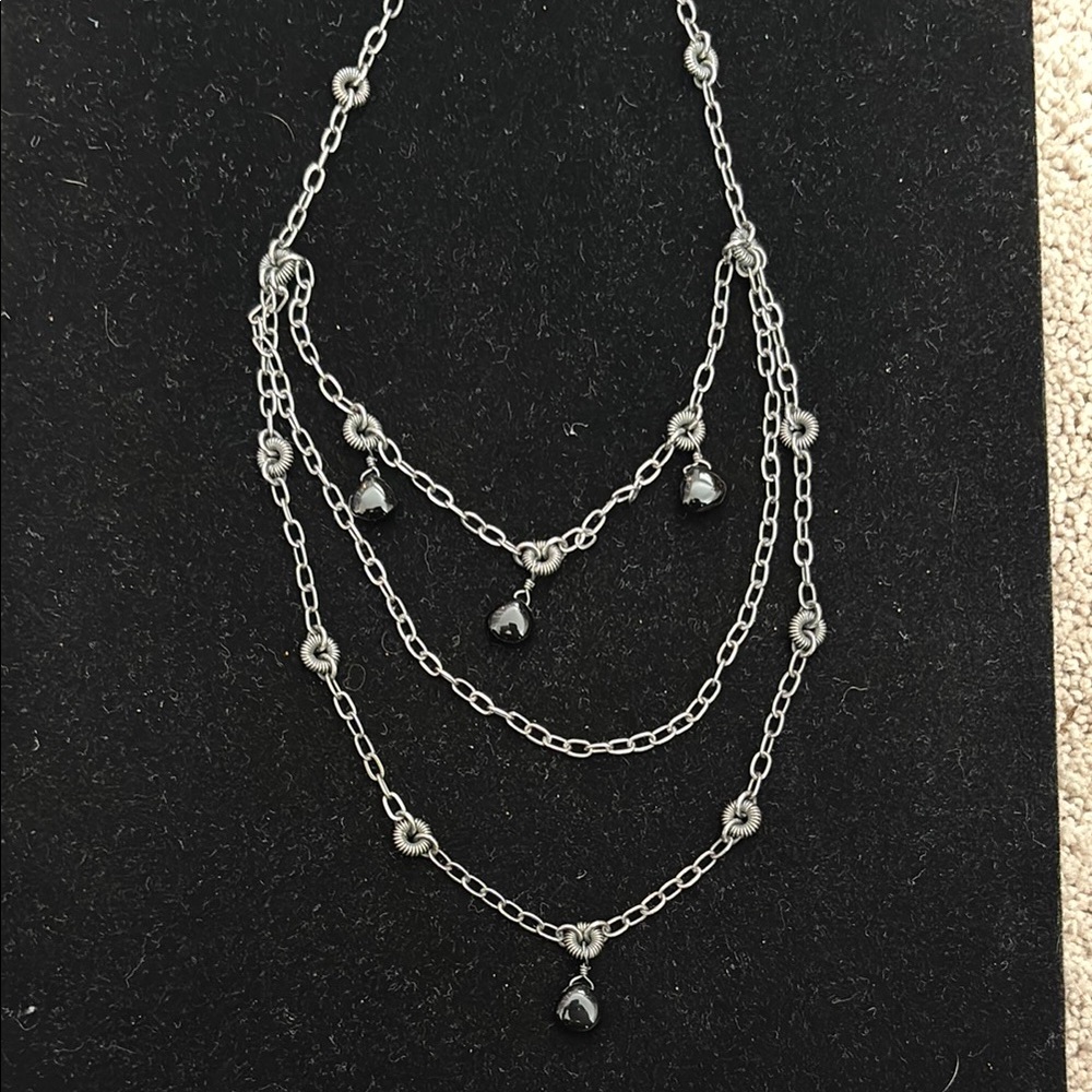 Silpada Sterling Silver Layered Necklace with Black Onyx Detail